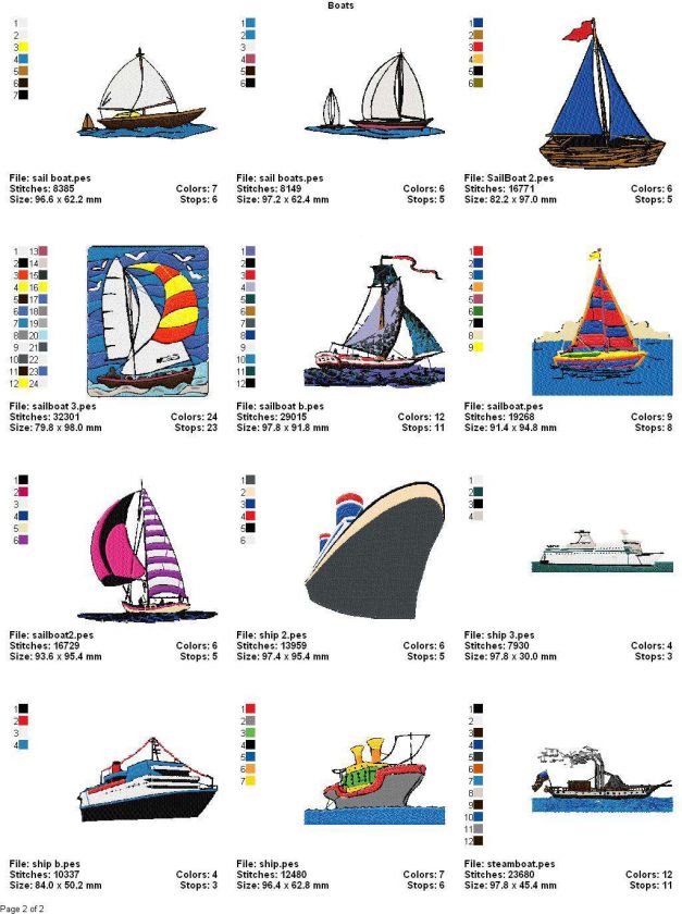 BOATS / WATERCRAFT   4x4  LD MACHINE EMBROIDERY DESIGNS  