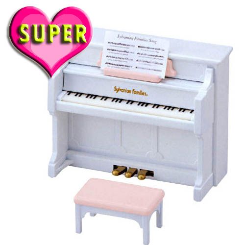 SYLVANIAN FAMILIES NEW FANCY WHITE UPRIGHT PIANO SET  